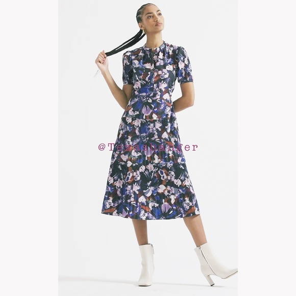 NWT Derek Lam Alexandra Floral Puff-Sleeve Midi Shirtdress Size 8 - Picture 2 of 15